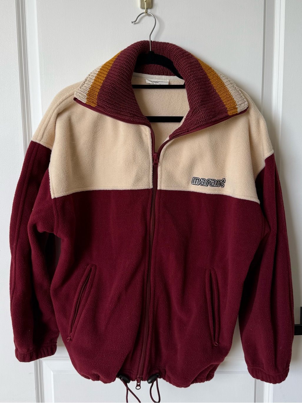 Isabel Etoile Marant Colorblock Zip Fleece Jacket - Wine & Cream